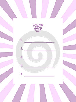 To do list template, 5 important daily golas