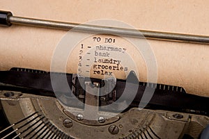 To do list typed on the typewriter