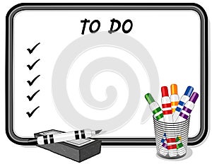 To Do List Whiteboard, Marker Pens, Eraser