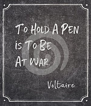 to hold a pen Voltaire photo