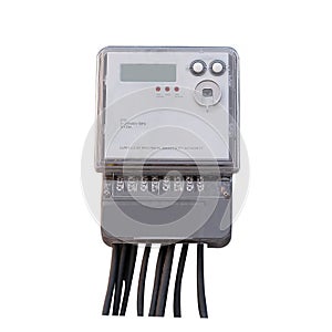 To installed digital power metero or electricity meter on white