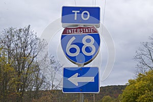 To interstate Highway 68 with arrow pointing, Western Maryland