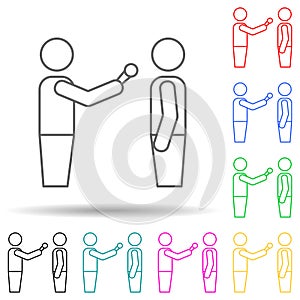 to interview multi color style icon. Simple thin line, outline vector of media icons for ui and ux, website or mobile application