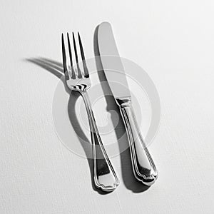 To the left, while the knife, with a smooth, rounded blade, is on