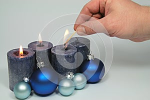 To light blue candles