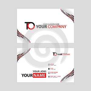 The TO logo on the red black business card with a modern design is horizontal and clean. and transparent decoration on the edges.