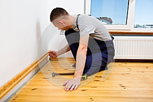 To make repairs. Installing a new skirting board.