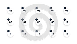 1 to 15 number bullet points element in collection