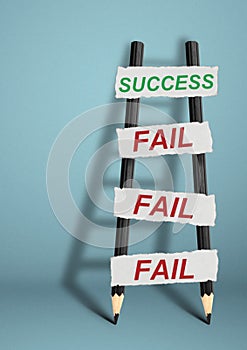 To success through failures creative concept, pencil Ladder