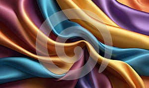 Luxurious Multicolored Silk Fabric Waves