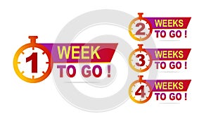 1 to 4 weeks to go. Sale countdown badges photo