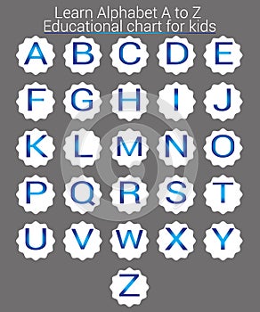 Learn Alphabet A to Z â Gradient Letters on Gray Background Educational Vector Chart