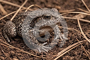 Toad on Dry Forest Floor