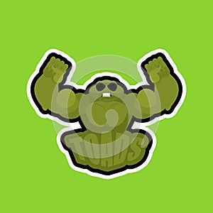 Toads sport logo. Frogs Sports team club emblem. Animal mascot gaming sign. Strong anuran beast symbol photo