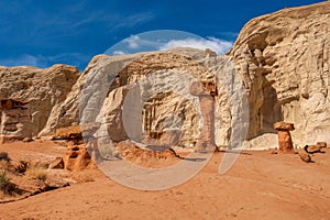 Toadstool Hoodoo rock formations in Kanab Utah photo