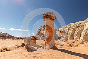 Toadstool Hoodoo rock formations in Kanab Utah photo