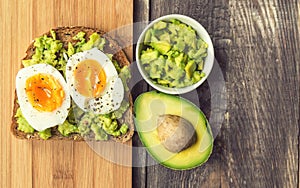 Toast with avocado and egg