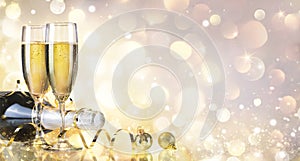 Toast With Bottle And Champagne photo