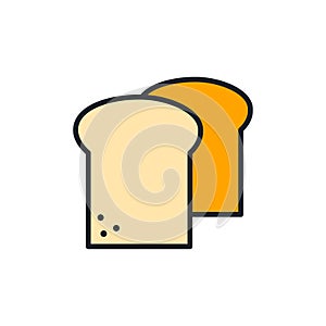 Toast bread icon. Bakery and pastry isolated line color icons