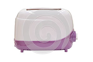 Toast bread in pink toaster,isolated on white background