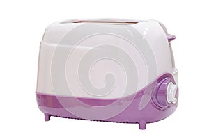 Toast bread in pink toaster,isolated on white background