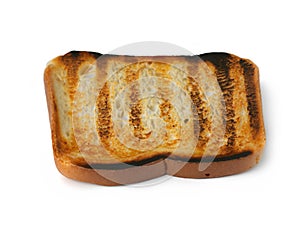 toast with butter on white background