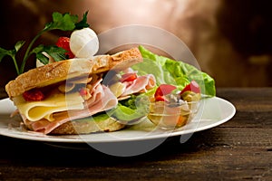 Toast with cheese and ham