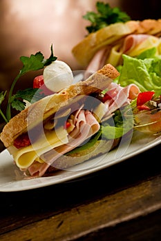 Toast with cheese and ham