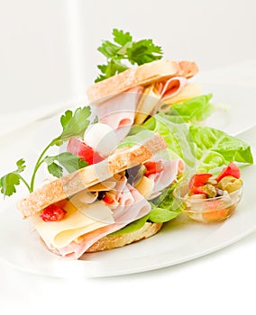 Toast with cheese and ham