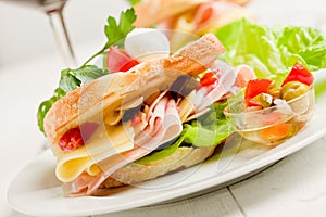 Toast with cheese and ham