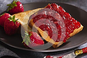 Toast with cherry jam