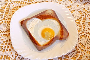 Toast with a hearty-like fried egg photo