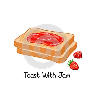 Toast with jam and berries photo