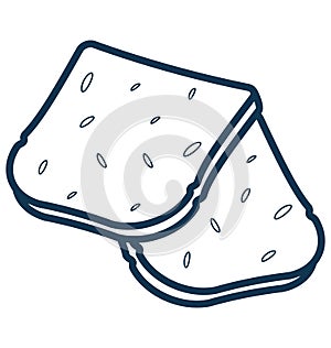Toast Line Vector Isolated Icon customized and editable