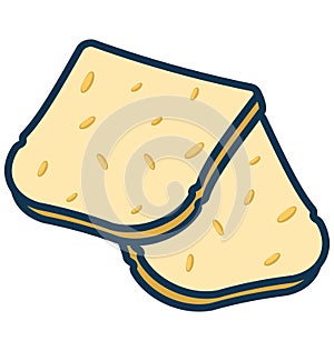 Toast Line Vector Isolated Icon customized and editable