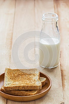 Toast with milk bottle