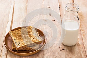 Toast with milk bottle