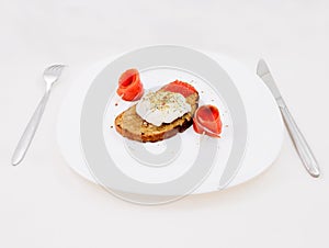 Toast with red caviar and salmon