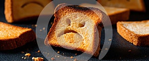 The Toast with a Sad Face Reflecting Unhappiness and Humor.AI generated image