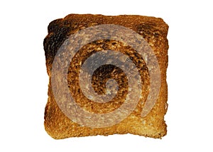 Toast slice isolated on white. Close-up of toast, top view. Toast isolated on white. Single slice of toasted white bread