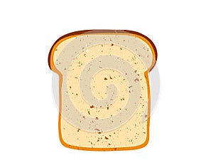 Toast slice vector illustration isolated on white background. Top view. Single slice of lightly toasted white bread