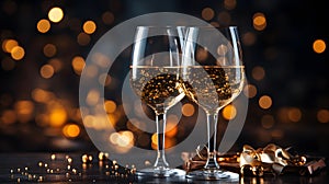 Toast with sparkling wine or champagne glasses Festive luxury celebration birthday new year\'s eve