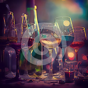 Toast to Joy: A Colorful Depiction of Festivities and Wine Glasses