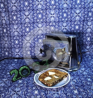 Toast to new years, 2023, vintage toaster, side flaps, mirror