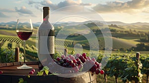 A Toast to Vineyard Elegance.AI generated image
