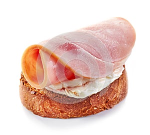 Toasted bread with cream cheese and ham