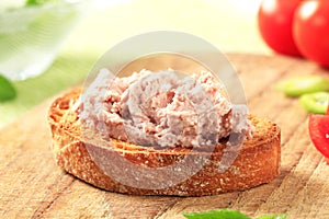 Toasted bread with meat spread