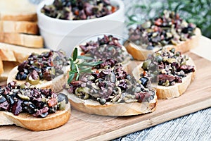 Toasted Bread with Mixed Tapenade Spread