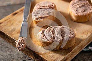 Toasted bread with pork liver pate