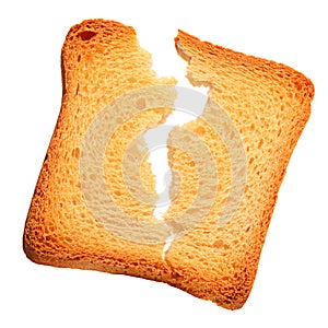 Toasted bread slice cracked